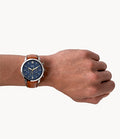 Buy Fossil Men's Chronograph Quartz Brown Leather Strap Blue Dial 44mm Watch FS5453 in Pakistan