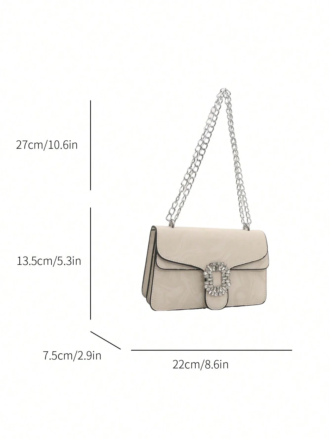 Buy SHEIN Fashionable And Versatile Solid Color PU Shoulder Bag, Casual And Simple Double-Layered Chain Square Bag in Pakistan