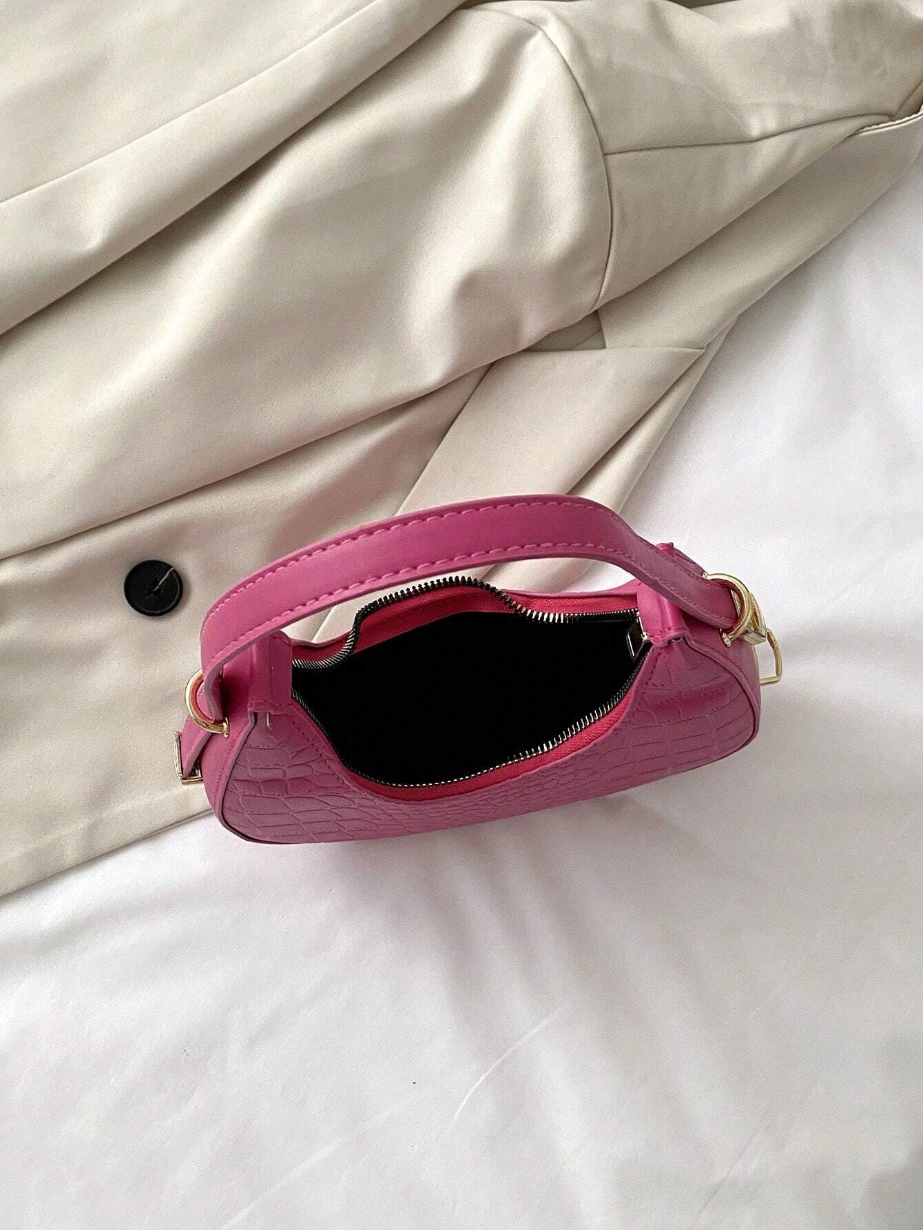 Buy SHEIN Fashionable Solid Color Crocodile Pattern Shoulder Bag in Pakistan