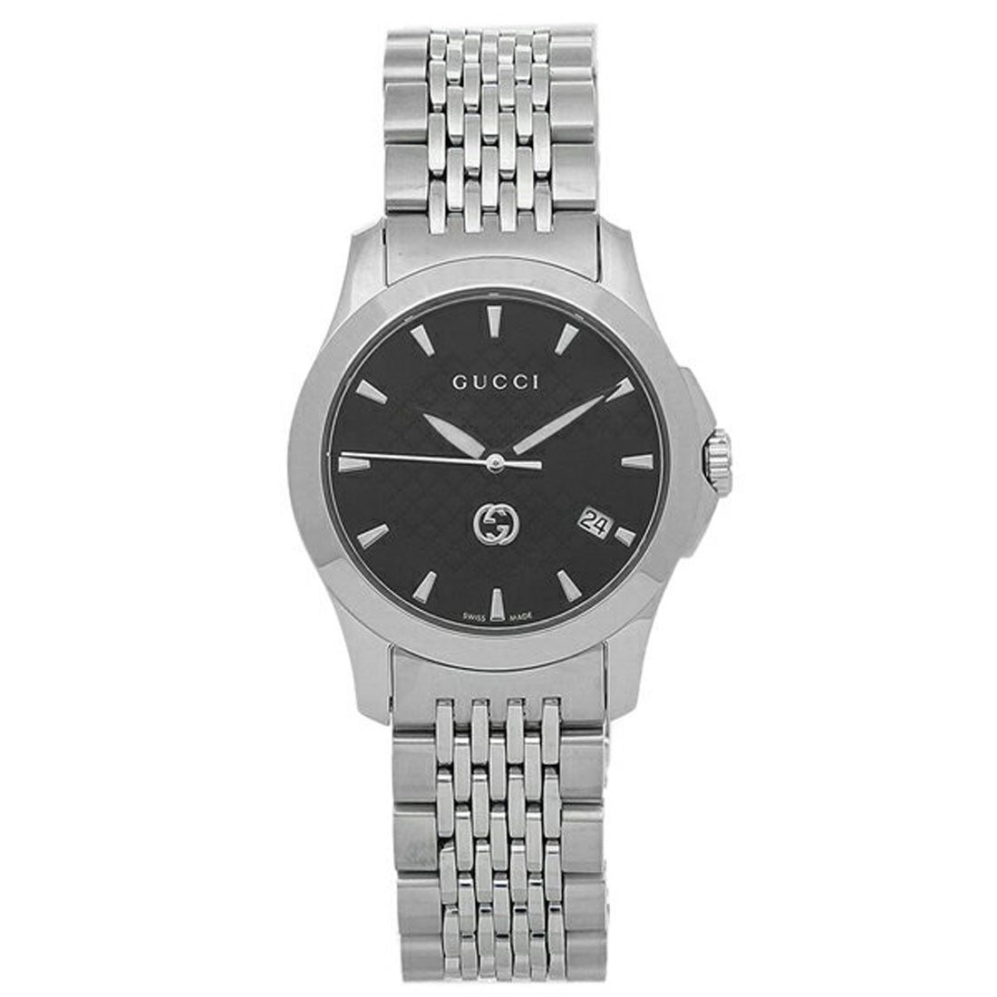 Buy Gucci Women's Swiss Made Quartz Silver Stainless Steel Black Dial 27mm Watch YA1265006 in Pakistan