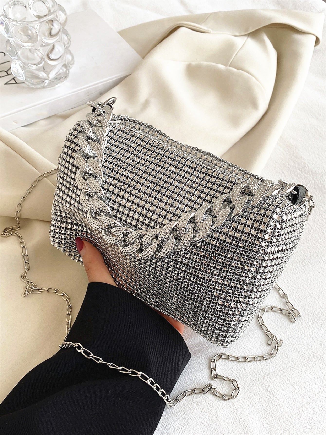 Buy SHEIN Mini Rhinestone Decor Chain Square Bag, Perfect Bride Purse For Wedding, Prom & Party Events in Pakistan