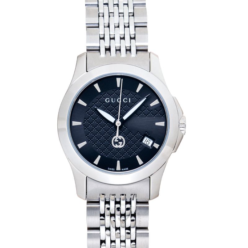 Buy Gucci Women's Swiss Made Quartz Silver Stainless Steel Black Dial 27mm Watch YA1265006 in Pakistan