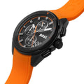 Buy Hugo Boss Volane Chronograph Black Dial Orange Rubber Strap Mens Watch 45mm 5ATM - 1513957 in Pakistan