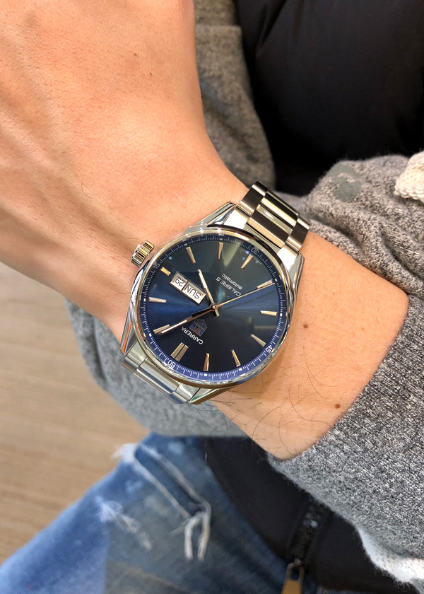 Buy Tag Heuer Carrera Calibre 5 Blue Dial Silver Steel Strap Watch for for Men - WAR201E.BA0723 in Pakistan