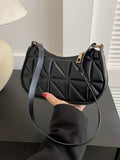 Buy SHEIN Lightweight,Business Casual New Arrival Ladies' Black Pu Material Plaid Zipper Shoulder Bag in Pakistan