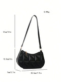 Buy SHEIN Lightweight,Business Casual New Arrival Ladies' Black Pu Material Plaid Zipper Shoulder Bag in Pakistan