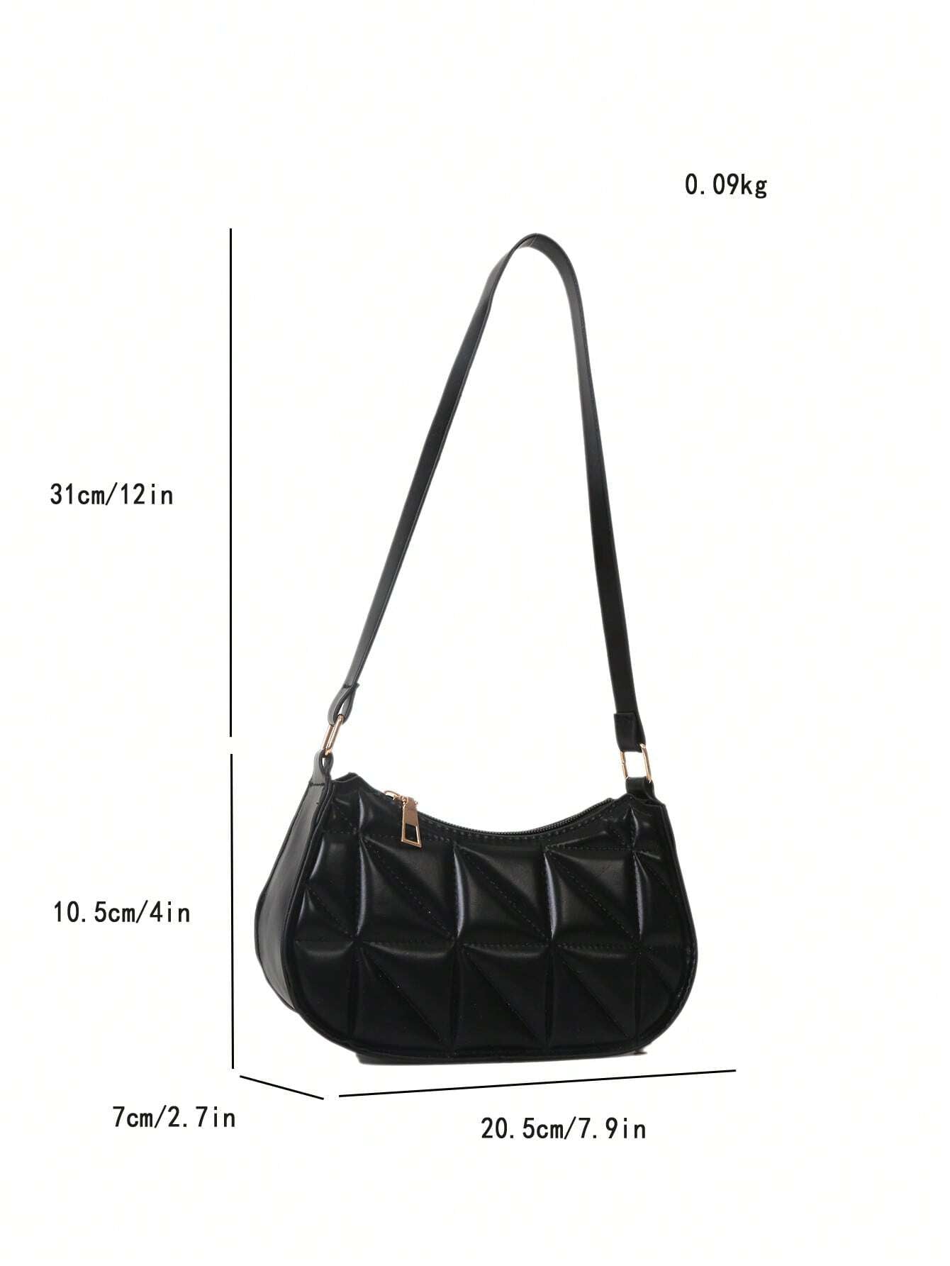 Buy SHEIN Lightweight,Business Casual New Arrival Ladies' Black Pu Material Plaid Zipper Shoulder Bag in Pakistan