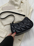 Buy SHEIN Lightweight,Business Casual New Arrival Ladies' Black Pu Material Plaid Zipper Shoulder Bag in Pakistan