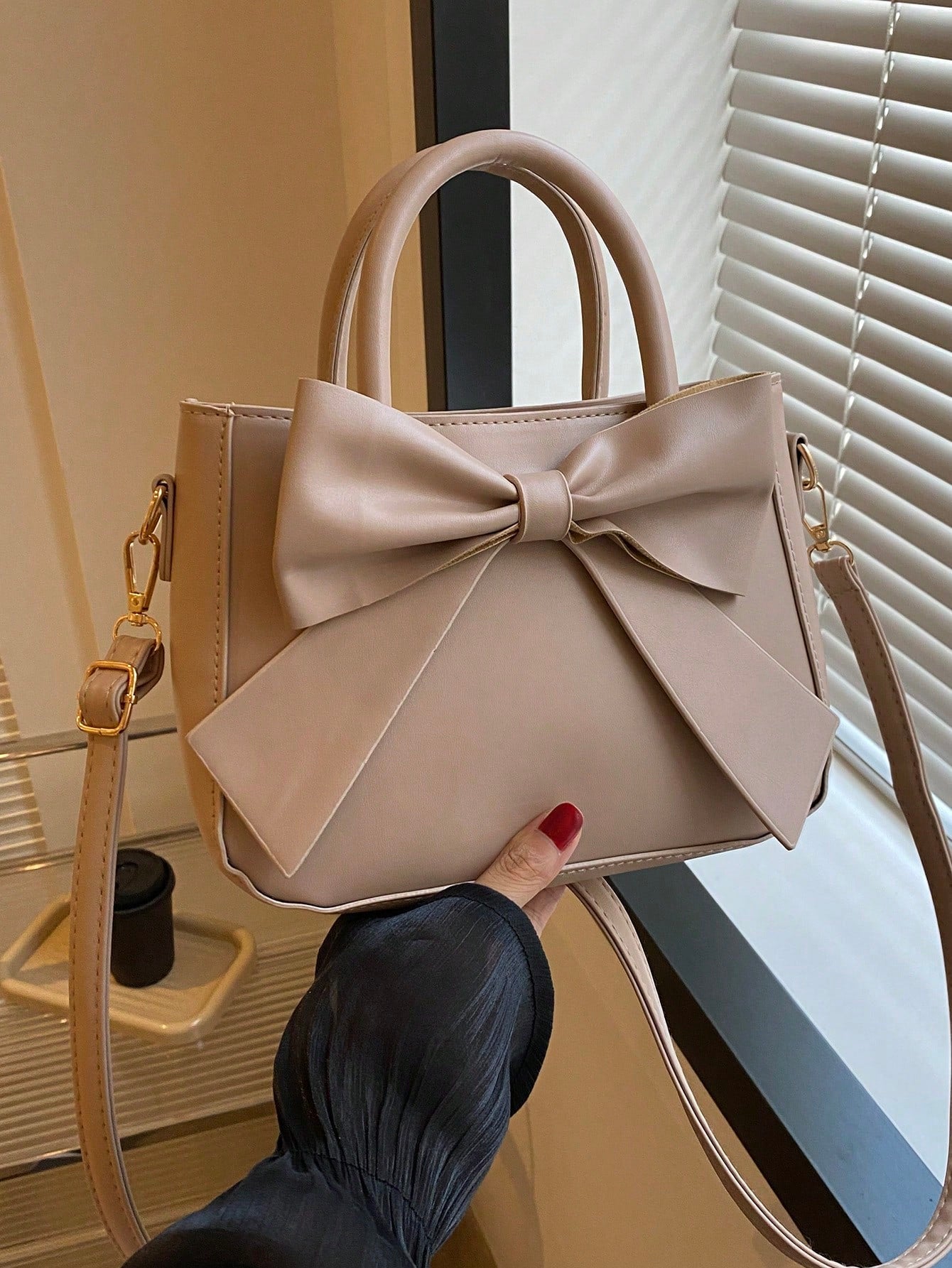 Buy SHEIN Luxurious Bow Decor Handbag - Women's Double Handle Purse, Small Faux Leather Crossbody Bag for Fashionable Women in Pakistan