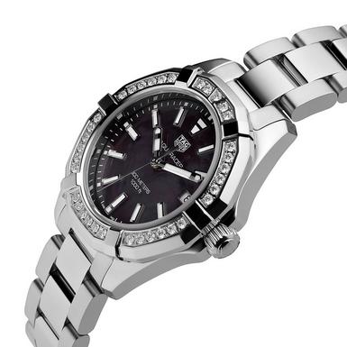 Buy Tag Heuer Aquaracer Black Mother of Pearl Dial with Diamonds Silver Steel Strap Watch for Women - WAY131P.BA0748 in Pakistan