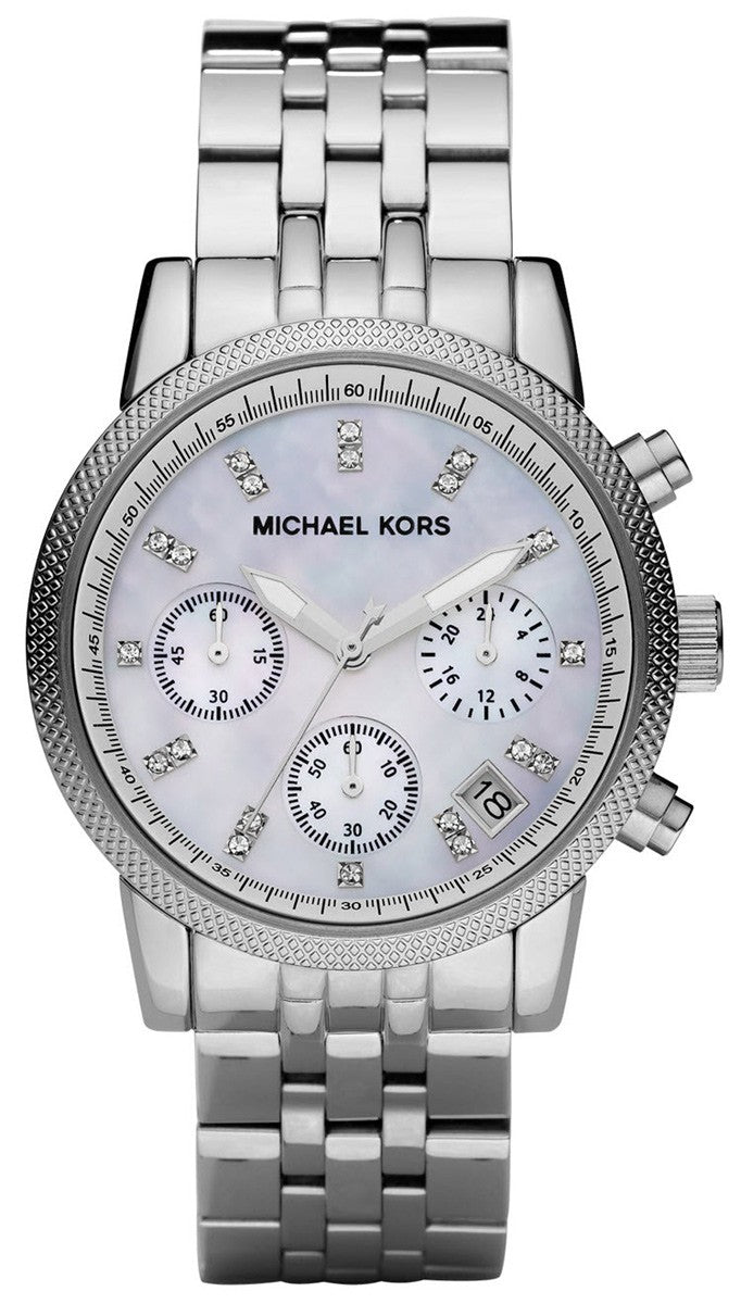 Buy Michael Kors Chronograph Mother Of Pearl Dial Silver Strap Ladies Watch - Mk5020 in Pakistan