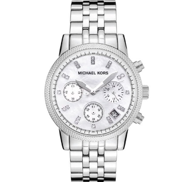 Buy Michael Kors Chronograph Mother Of Pearl Dial Silver Strap Ladies Watch - Mk5020 in Pakistan