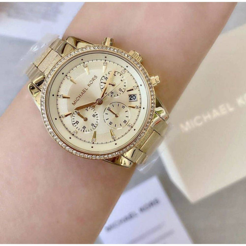 Buy Michael Kors Women's Ritz Chronograph Gold-tone Stainless Steel Watch - Mk6597 in Pakistan