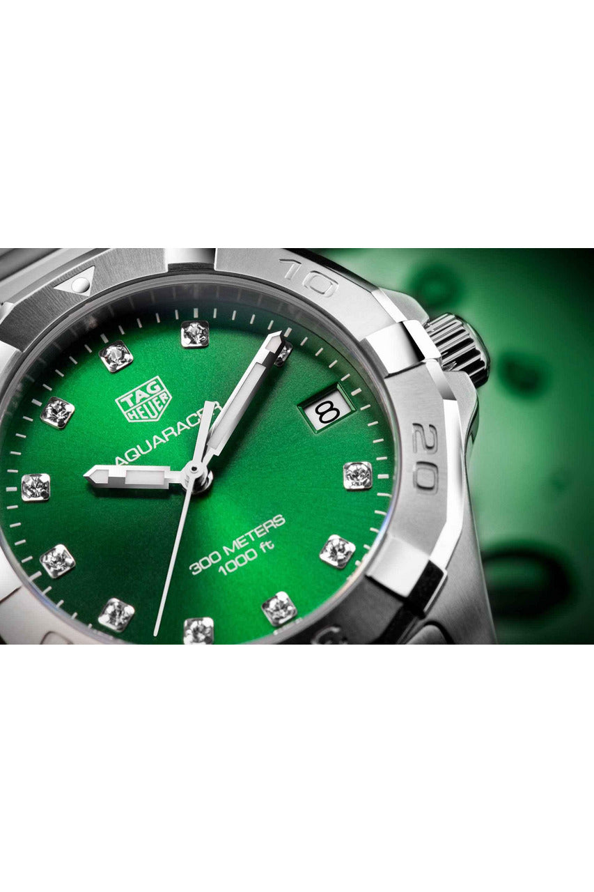 Buy Tag Heuer Aquaracer Green Dial with Diamonds Silver Steel Strap Watch for for Women - WBD1316.BA0740 in Pakistan