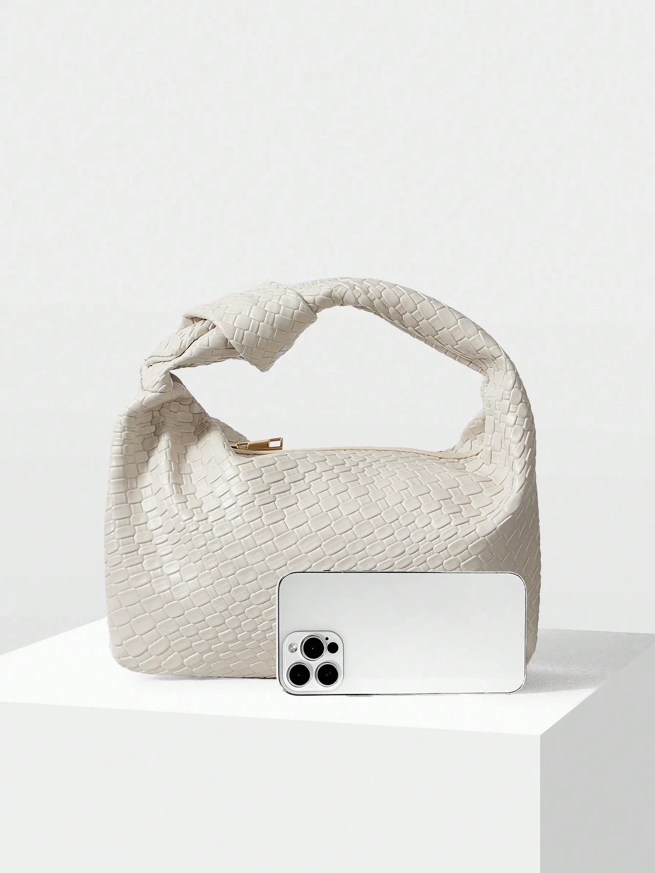 Buy SHEIN MOTF PREMIUM WOMEN'S MINIMALIST AND FASHIONABLE EMBOSSED ZIPPER TOP HANDLE BAG FOR COMMUTING in Pakistan