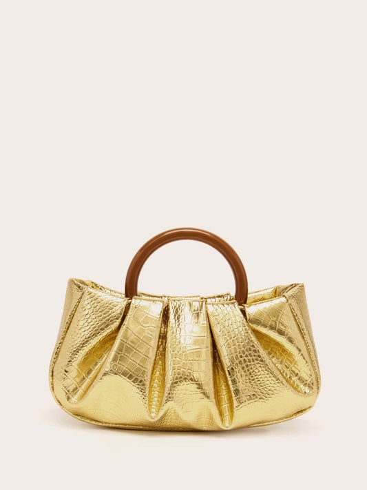 Buy SHEIN Metallic Crocodile Embossed Ruched Bag in Pakistan