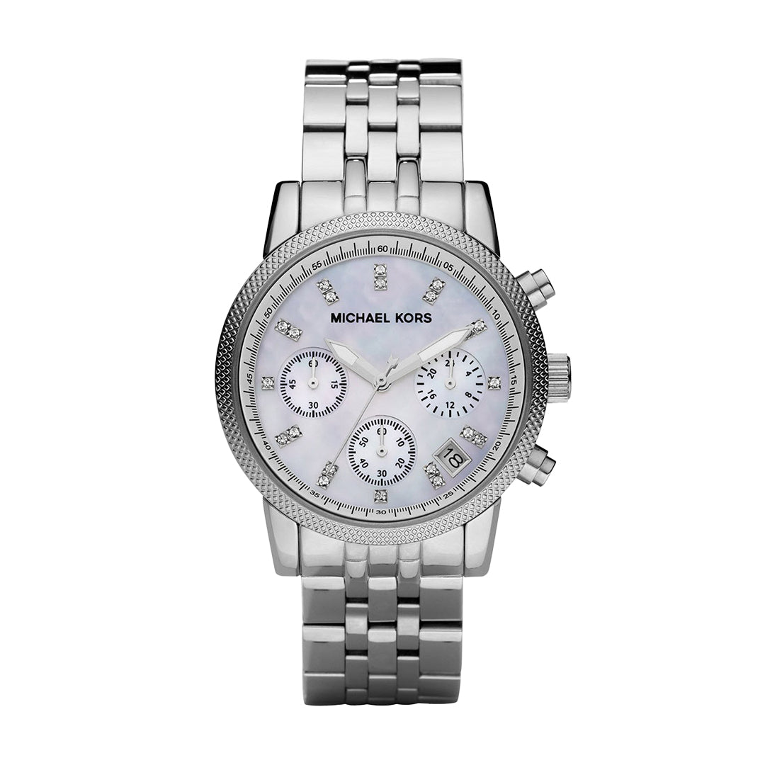 Buy Michael Kors Chronograph Mother Of Pearl Dial Silver Strap Ladies Watch - Mk5020 in Pakistan