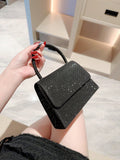Buy SHEIN Mini Flap Square Bag Glitter Black Minimalist in Pakistan