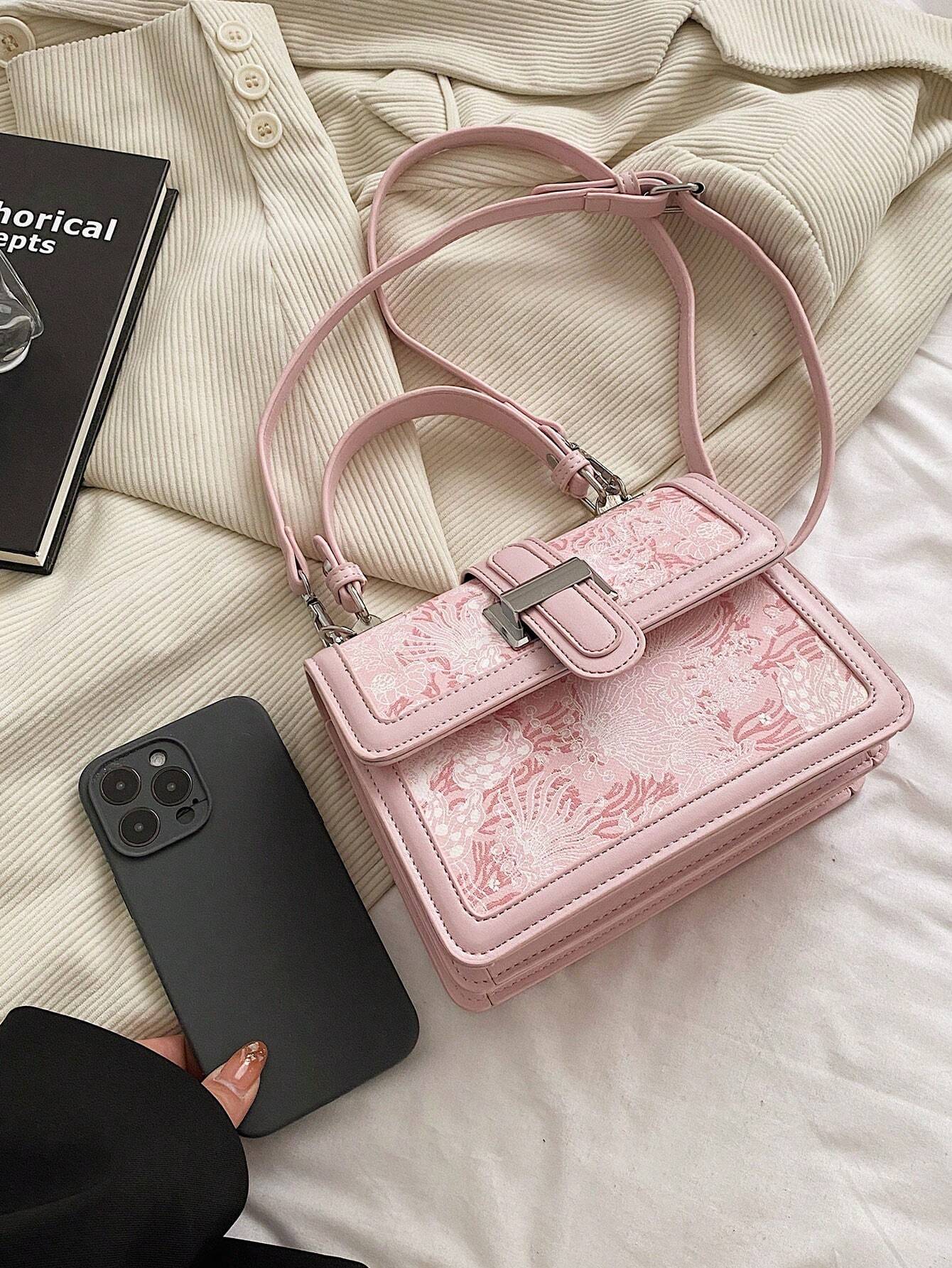 Buy SHEIN Mini Flower Graphic Square Bag Top Handle Flap in Pakistan