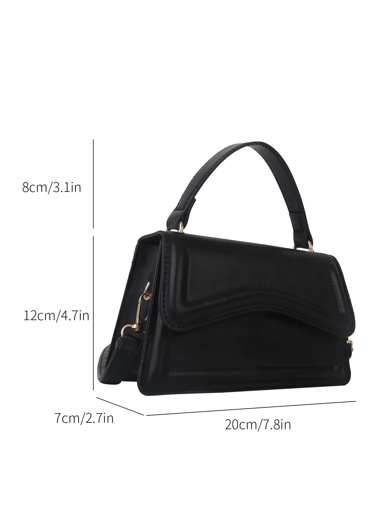 Buy SHEIN Mini Square Bag Solid Black Top Handle Flap Design in Pakistan