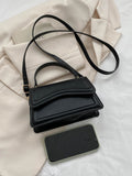 Buy SHEIN Mini Square Bag Solid Black Top Handle Flap Design in Pakistan