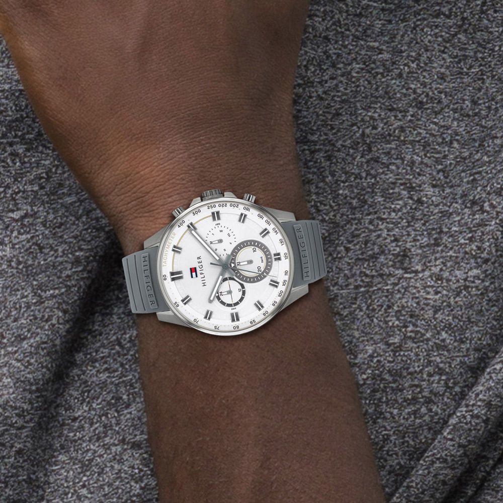 Buy Tommy Hilfiger Max White Dial Grey Rubber Strap Watch for Men - 1791972 in Pakistan