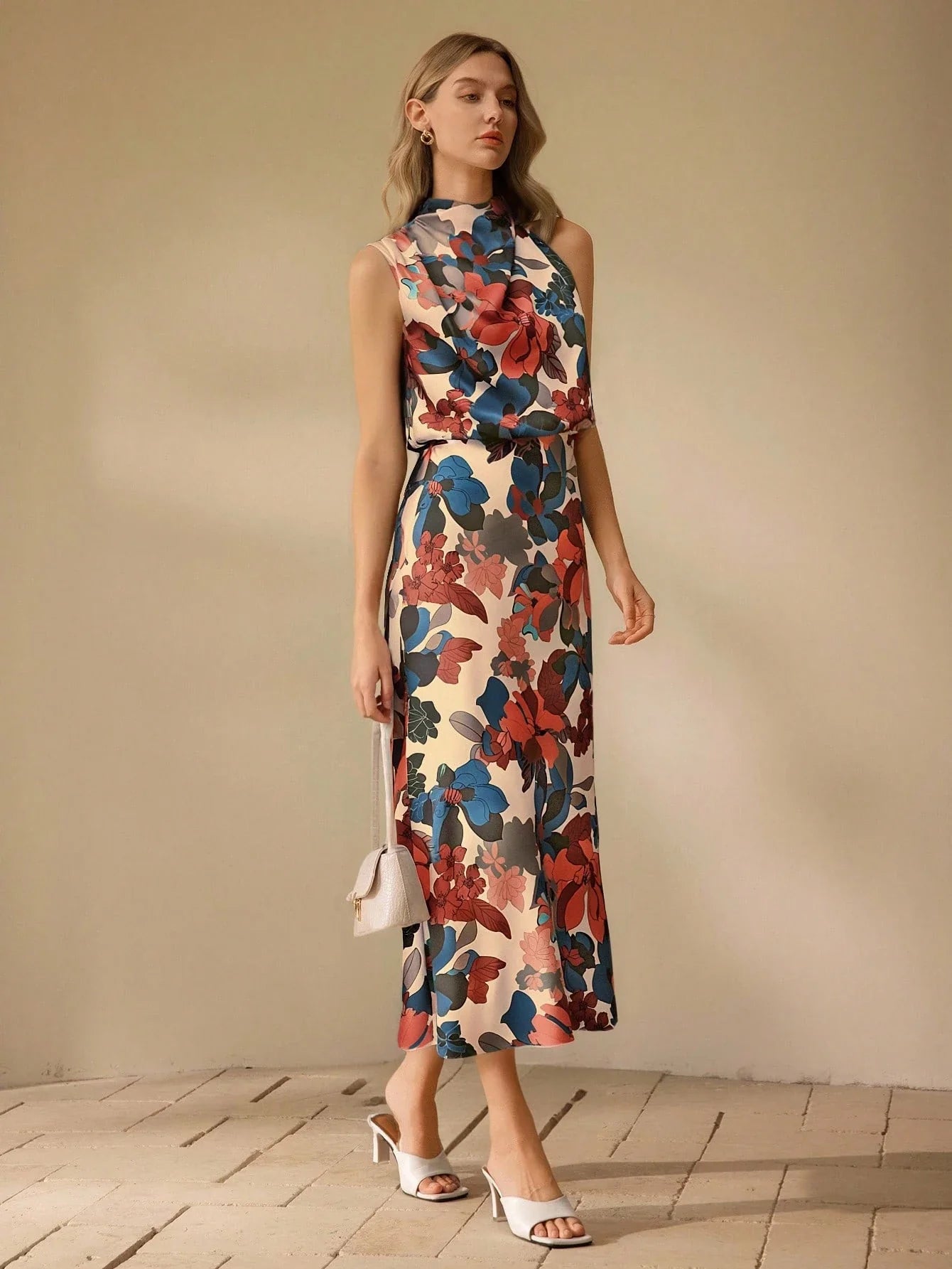 SHEIN Clasi Women's Elegant Floral Midi Dress SHEIN Clasi Women's Elegant Floral Midi Dress