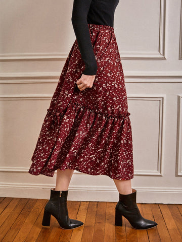 Buy SHEIN Frenchy Ditsy Floral Frill A-line Skirt in Pakistan