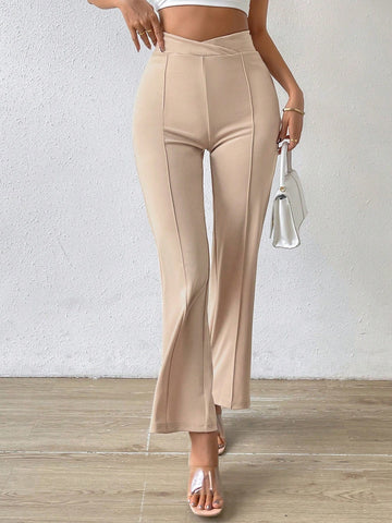 Buy SHEIN Priv̩ Solid Flare Leg Pants in Pakistan
