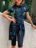 Buy SHEIN Swim Mulvari Summer Beach Tropical Print Burkini Swimsuit With Cover Up in Pakistan