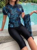 Buy SHEIN Swim Mulvari Summer Beach Tropical Print Burkini Swimsuit With Cover Up in Pakistan
