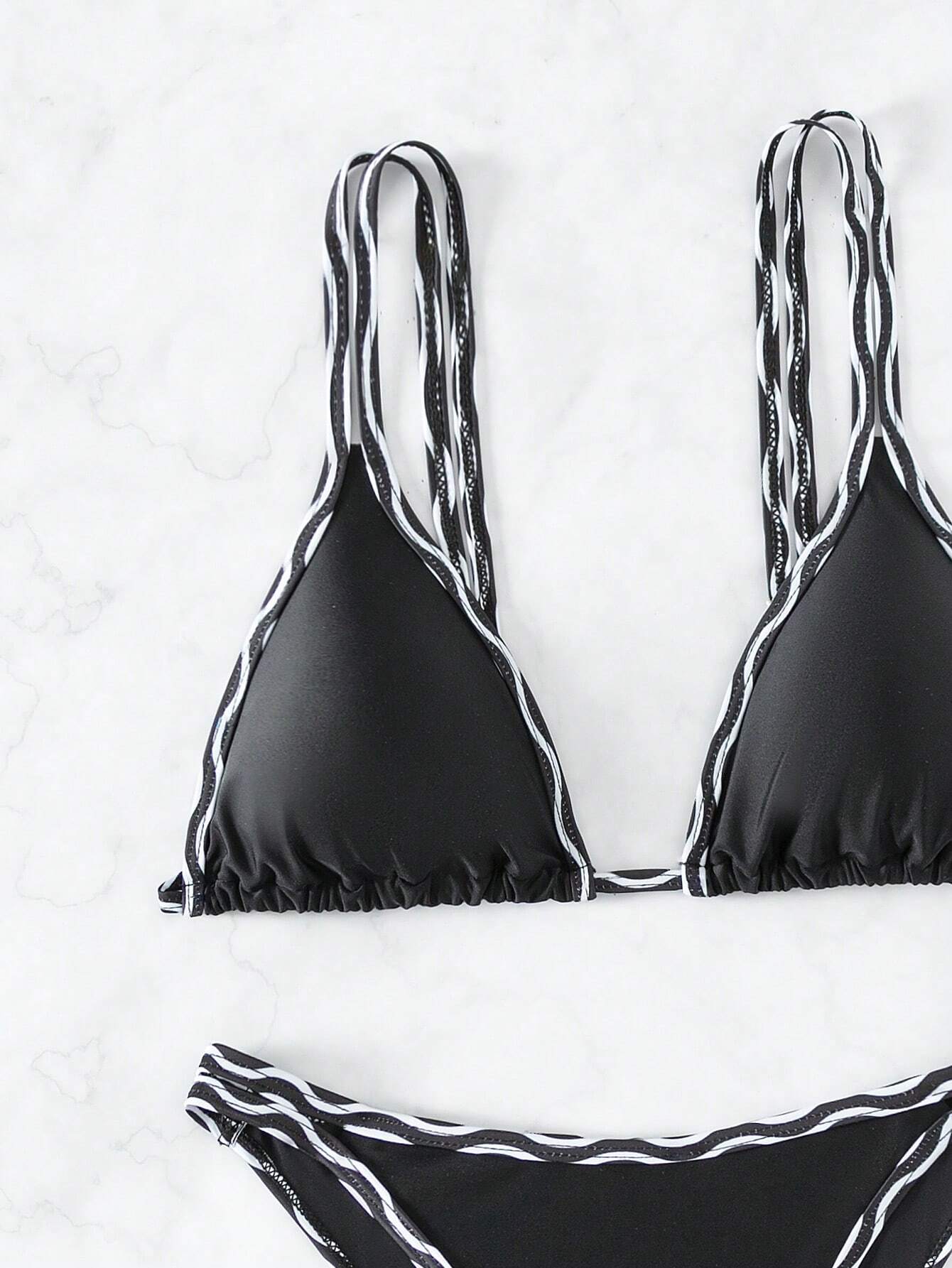 Buy SHEIN Swim Summer Beach Contrast Binding Triangle Bikini Set in Pakistan