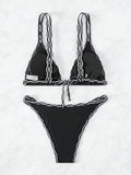 Buy SHEIN Swim Summer Beach Contrast Binding Triangle Bikini Set in Pakistan