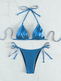 Buy SHEIN Swim Summer Beach Metallic Halter Triangle Tie Side Bikini Set in Pakistan