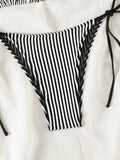 Buy SHEIN Swim Summer Beach Women's Striped Halterneck Separate Swimsuit With Ties in Pakistan