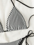 Buy SHEIN Swim Summer Beach Women's Striped Halterneck Separate Swimsuit With Ties in Pakistan