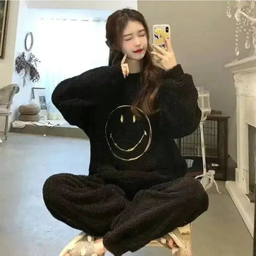 Buy Sajiero Smiley Face Fleece Pajama Suit in Pakistan