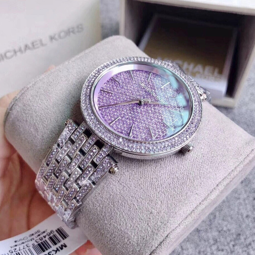Buy Michael Kors Darci Crystal Purple Dial Silver Stainless Steel Strap Women's Watch - Mk3850 in Pakistan