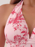 Buy SHEIN Swim Mod Summer Beach Tropical Print Halter One Piece Swimsuit in Pakistan