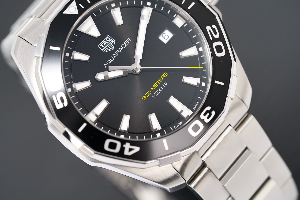Buy Tag Heuer Aquaracer Black Dial Silver Steel Strap Watch for Men - WAY101A.BA0746 in Pakistan