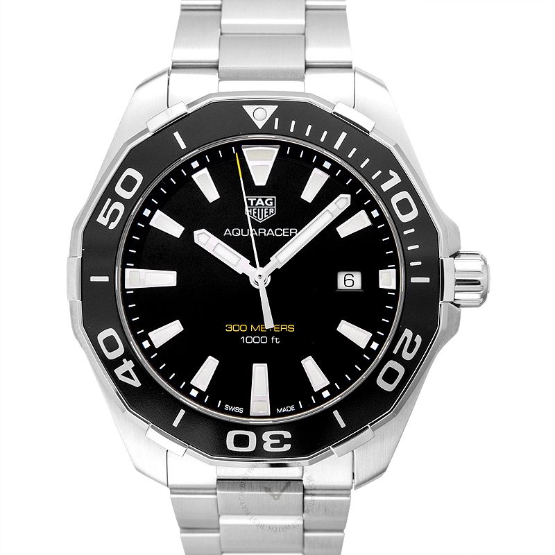 Buy Tag Heuer Aquaracer Black Dial Silver Steel Strap Watch for Men - WAY101A.BA0746 in Pakistan