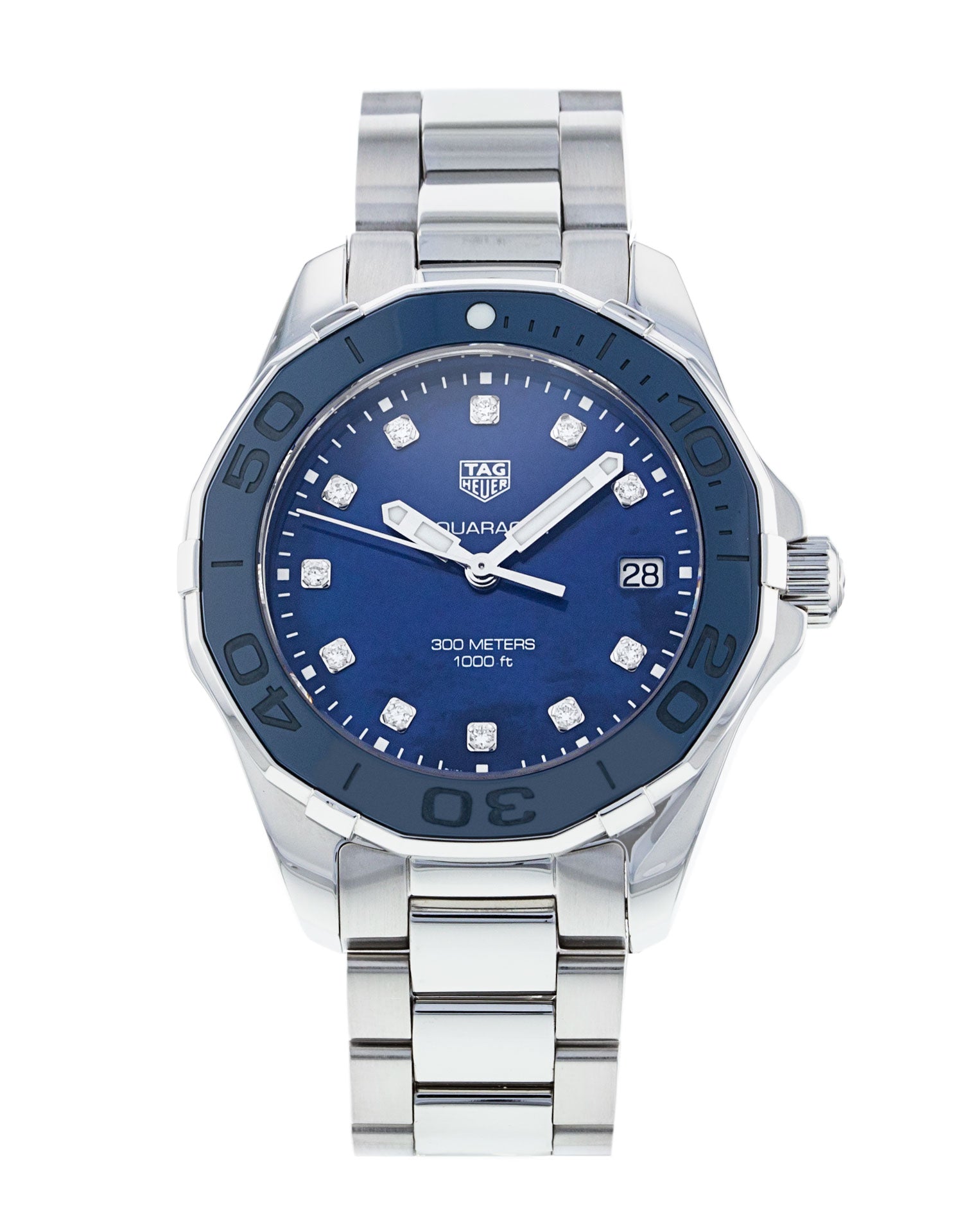 Buy Tag Heuer Aquaracer Blue Dial Silver Steel Strap Watch for Women - WAY131L.BA0748 in Pakistan