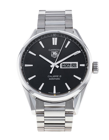 Buy Tag Heuer Carrera Calibre 5 Black Dial Silver Steel Strap Watch for Men - WAR201A.BA0723 in Pakistan