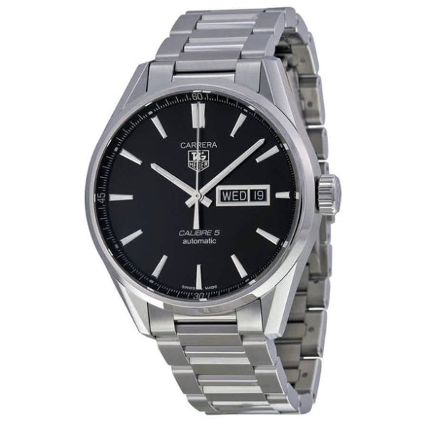 Buy Tag Heuer Carrera Calibre 5 Black Dial Silver Steel Strap Watch for Men - WAR201A.BA0723 in Pakistan