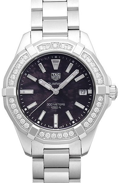 Buy Tag Heuer Aquaracer Black Mother of Pearl Dial with Diamonds Silver Steel Strap Watch for Women - WAY131P.BA0748 in Pakistan