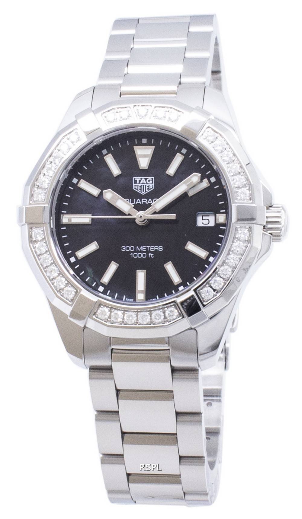 Buy Tag Heuer Aquaracer Black Mother of Pearl Dial with Diamonds Silver Steel Strap Watch for Women - WAY131P.BA0748 in Pakistan