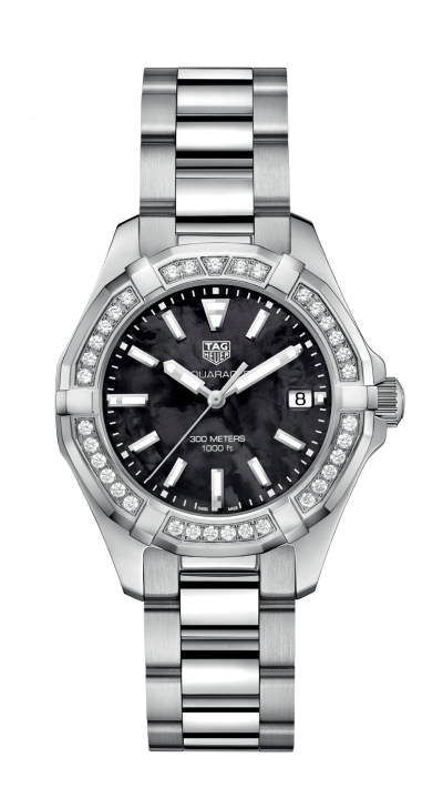Buy Tag Heuer Aquaracer Black Mother of Pearl Dial with Diamonds Silver Steel Strap Watch for Women - WAY131P.BA0748 in Pakistan