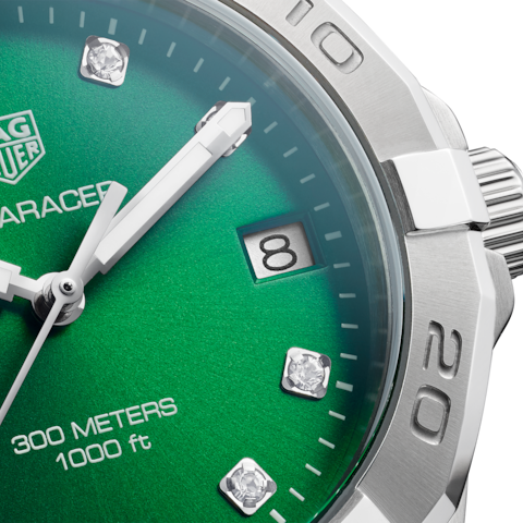 Buy Tag Heuer Aquaracer Green Dial with Diamonds Silver Steel Strap Watch for for Women - WBD1316.BA0740 in Pakistan