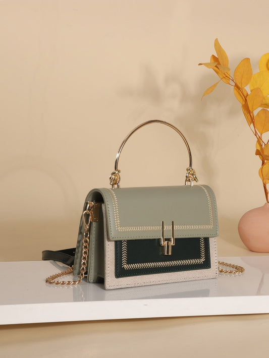 Buy SHEIN Waterproof,Lightweight,Business Casual Mini Stitch Trim Flap Satchel Bag in Pakistan