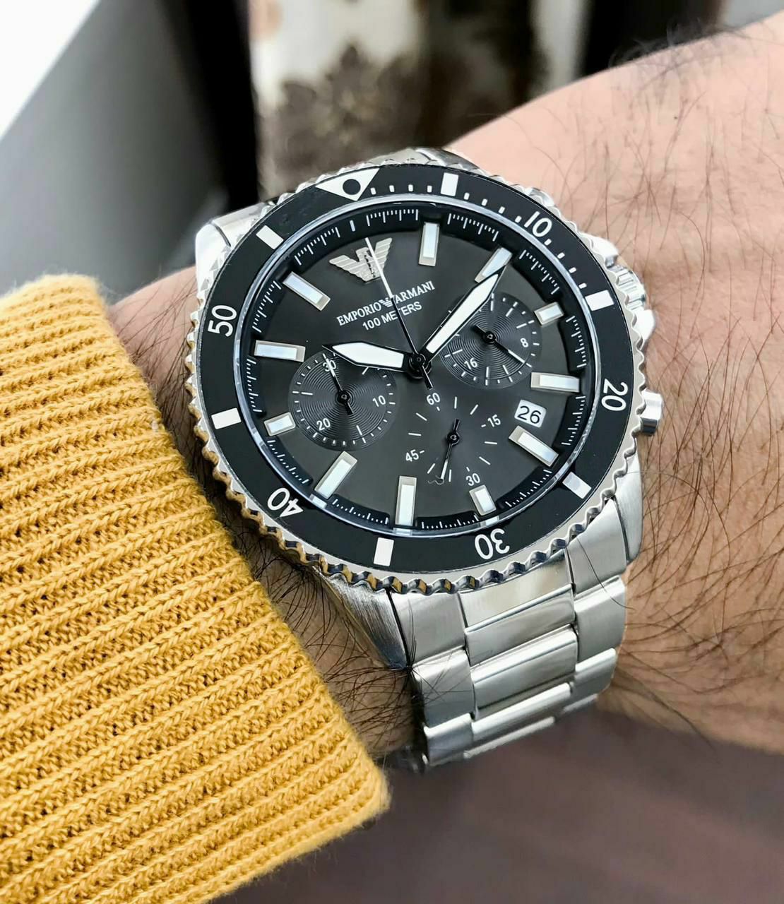 Buy Emporio Armani Men's Quartz Stainless Steel Black Dial 43mm Watch AR11360 in Pakistan